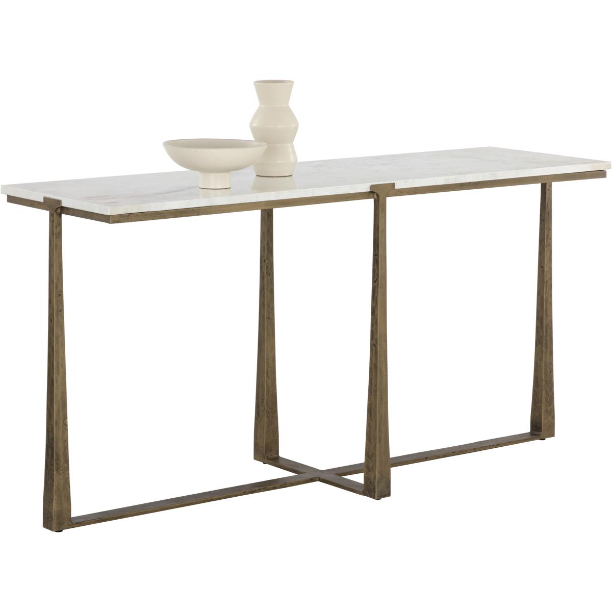 SUNPAN 110838 Cowell 64 X 20 inch White / Antique Brass Console Table